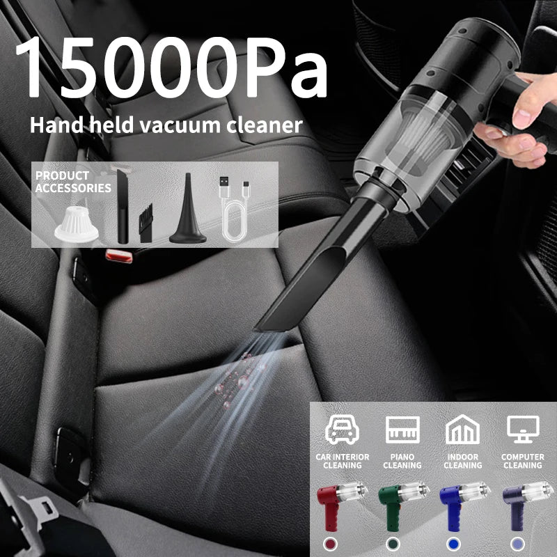 Handheld Car Vacuum Cleaner — 15000PA Cordless Portable