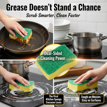 Double-Sided Magic Sponge Cleaning Brush — Kitchen Pot Scrubber