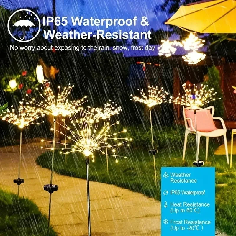 200 LED Solar Fireworks Garden Lights — 8 Modes with Remote