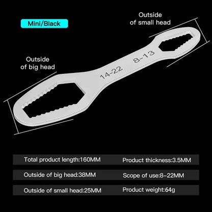 PINMOAP 1PC Multi Functional Wrench With Adjustable Self Tightening Double Head Wrench Convenient Tool For Cars Bicycles Homes