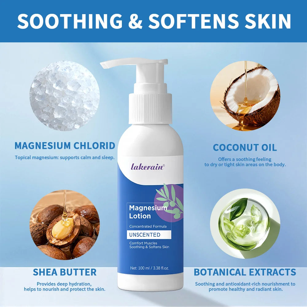 Magnesium Body Lotion Unscented Cream Moisturizing Relief Soothes Muscles Joints Care Skin Health Wellness  body care