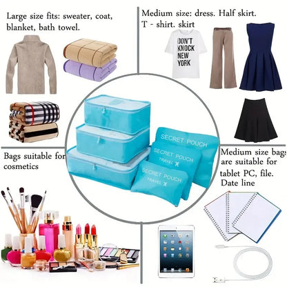 6-Piece Waterproof Travel Storage Bag Set — Luggage Organizer