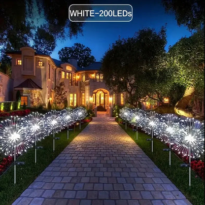 200 LED Solar Fireworks Garden Lights — 8 Modes with Remote