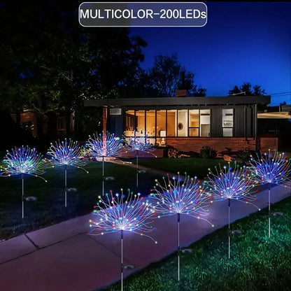 200 LED Solar Fireworks Garden Lights — 8 Modes with Remote