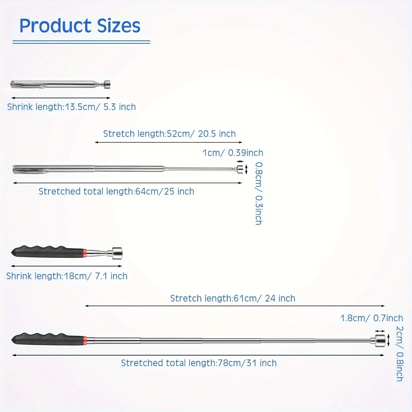 Telescopic Magnetic Pickup Tool — Extendable Retrieval Stick