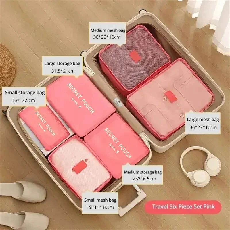6-Piece Waterproof Travel Storage Bag Set — Luggage Organizer