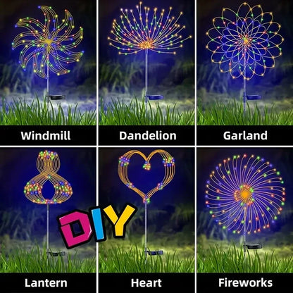 200 LED Solar Fireworks Garden Lights — 8 Modes with Remote