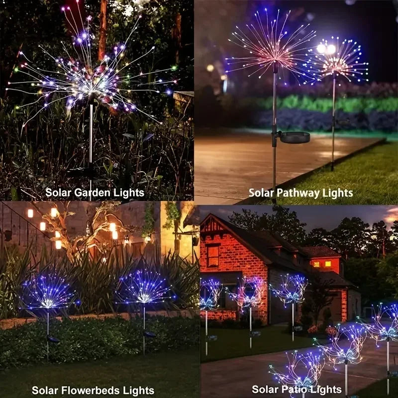 200 LED Solar Fireworks Garden Lights — 8 Modes with Remote
