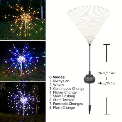 200 LED Solar Fireworks Garden Lights — 8 Modes with Remote